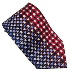 Ties To America Mens Silk Tie Red White Blue Stars Sept 11th Firefighters